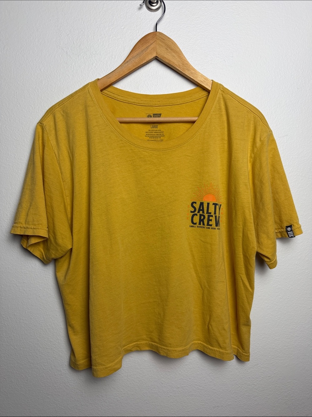 Salty Crew Thrill Seekers & Risk Takers Crop Yellow Tee Large